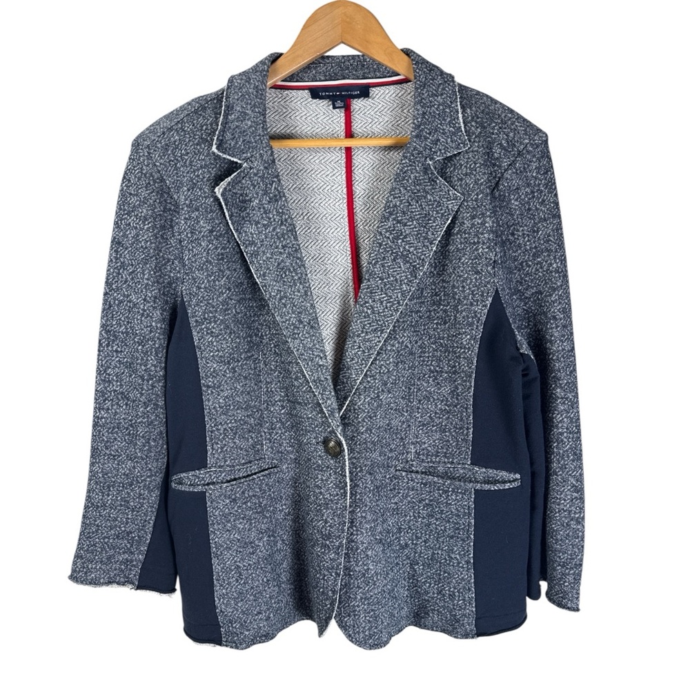 Tommy Hilfiger Navy and Heather Gray Knit Blazer